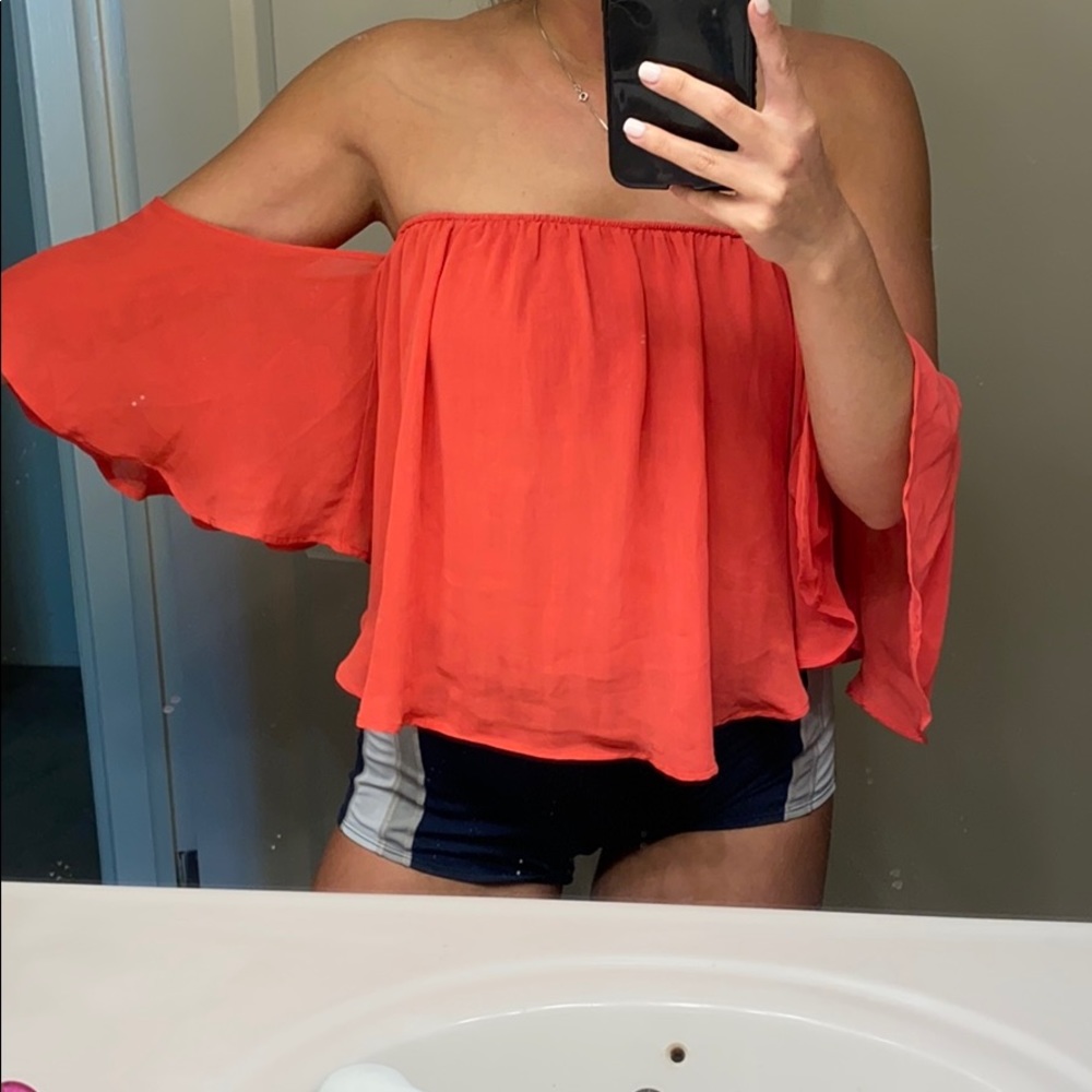 Off-Shoulder Coral Women's Blouse